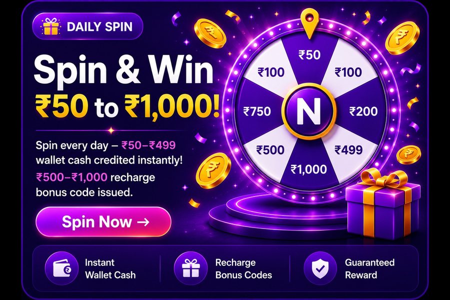 Daily Spin & Win — ₹50 to ₹1,000